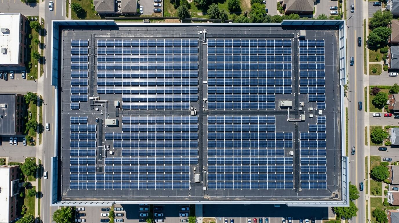 Solar panel rooftop top view